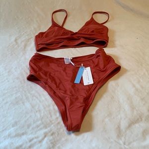 Cupshe High Waisted Burnt Orange 2 Piece